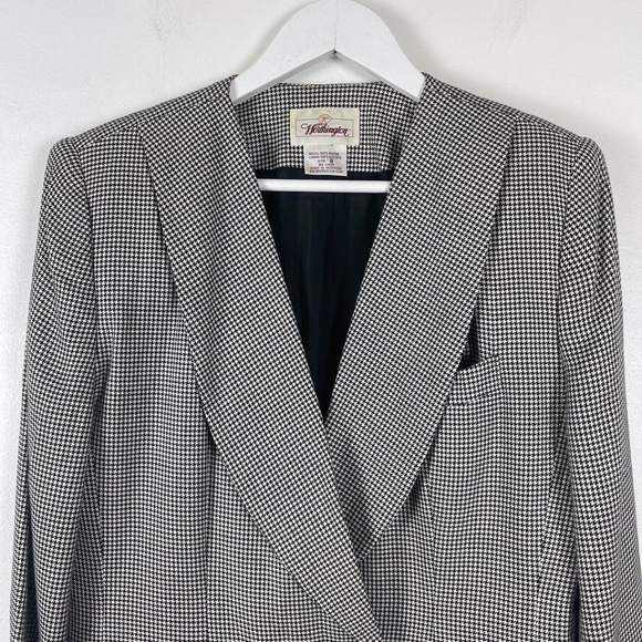 Vintage Worthington Houndstooth Rayon Blazer 8 - Picture 3 of 9